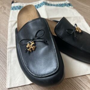 Tory Burch Leather Slip-on Charm Mule with dust bag